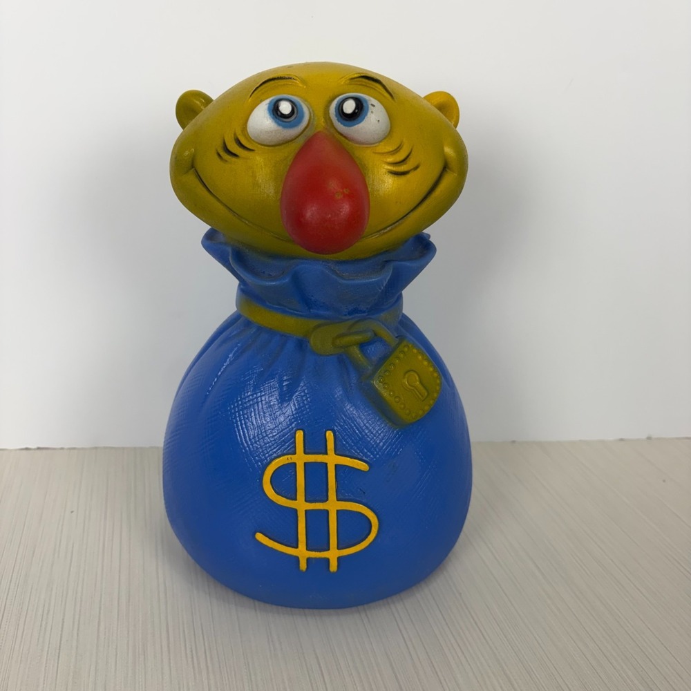 Vintage 1971 Play Pal "Moneybags" Large Piggy Bank Collectible Old Money